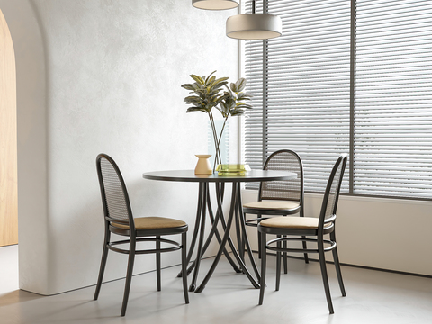 Cassina round dining table and chair