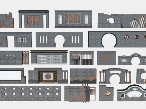 New Chinese Moon Door Green Brick Wall Building Components