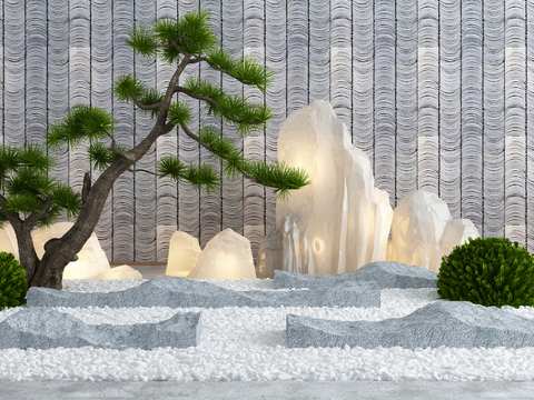 New Chinese pine rockery gardening sketch model