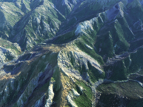 Natural wind mountains and rivers bird's eye view