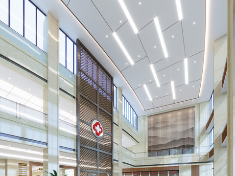 Modern Hospital Front Desk Hall