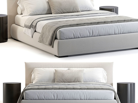 Meridiani Scott Modern light gray Fabric Double Bed