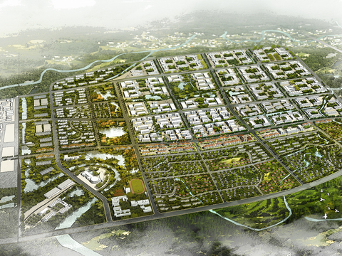 modern residential area bird's-eye view psd