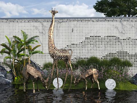 Courtyard sketch animal sculpture