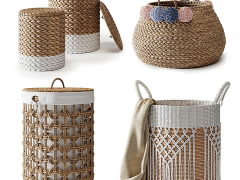 Natural-Wind Rattan Dirty Clothes Basket