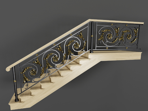 European-style stair guardrail free