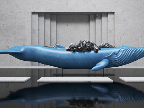 Modern Whale Water Sculpture