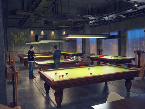 Industrial wind billiard room