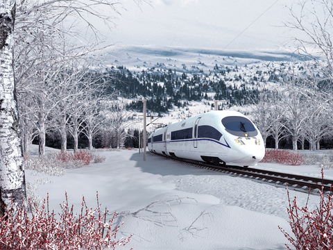 Modern high-speed railway snow