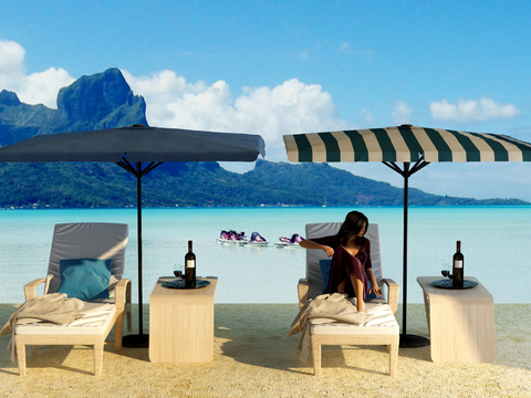 Modern Beach Sun Umbrella Leisure Lounger