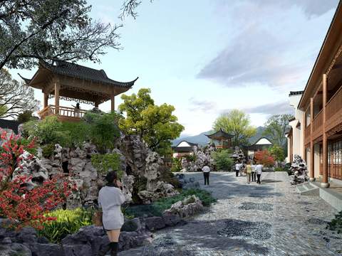 Chinese Garden Landscape psd