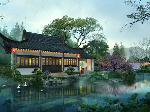 New Chinese Lotus Wetland Landscape psd