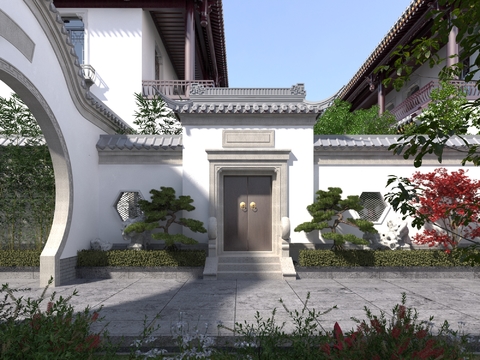 Chinese courtyard atrium landscape