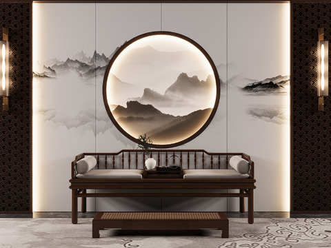 Neo-Chinese Style Rohan Bed Foot