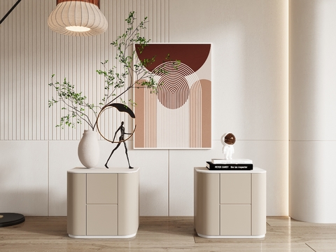 Modern Cream Style Rounded Nightstand