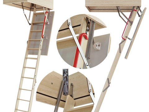 Modern Loft Solid Wood Folding Ladder