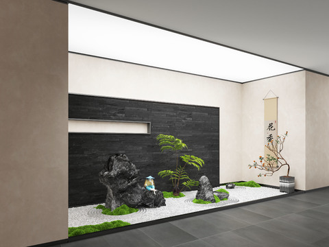 Indoor landscaping rockery sketch