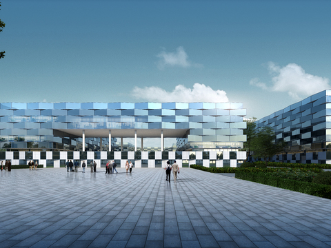 modern square office building exterior psd