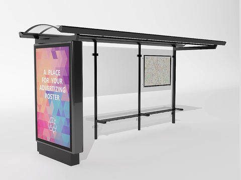 Modern minimalist metal bus station free 3d project