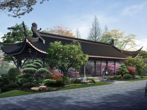 new chinese pavilion park psd