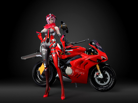 Game Characters Beauty Motorcycle