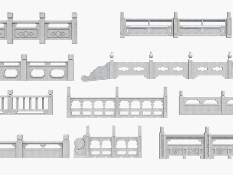 Chinese-style stone railing