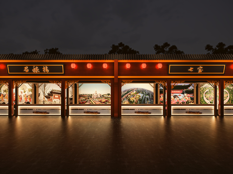 Snack shed with stalls outside Chinese promenade