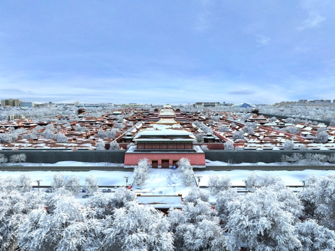 Chinese-style ancient building snow scene