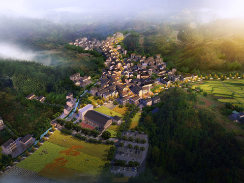 new chinese residential building bird's eye view psd