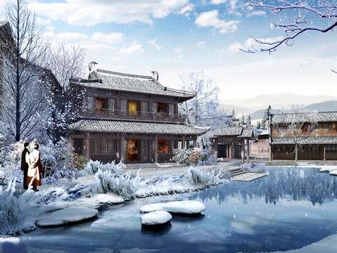 Chinese ancient snow psd