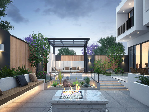 Modern Villa Courtyard Garden