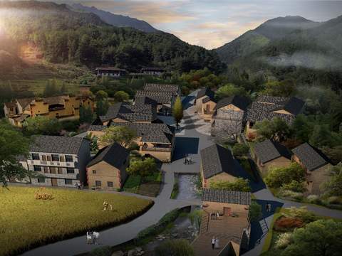 new rural residential building bird's eye view psd