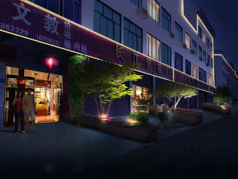 modern commercial street pedestrian street night scene psd