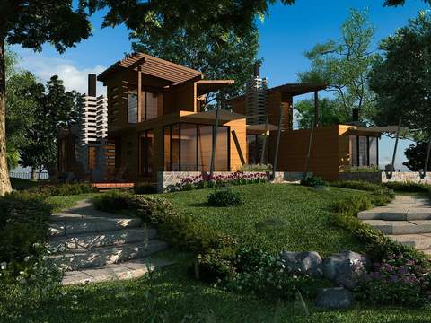 Modern Garden Villa Exterior