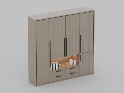 Neo-Chinese Style Simple Solid Wood Wardrobe Free