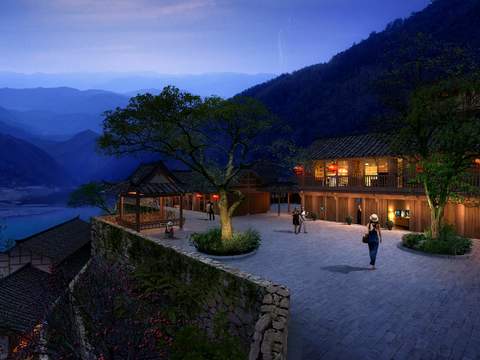 Chinese Ecological Future New Countryside Night Landscape psd