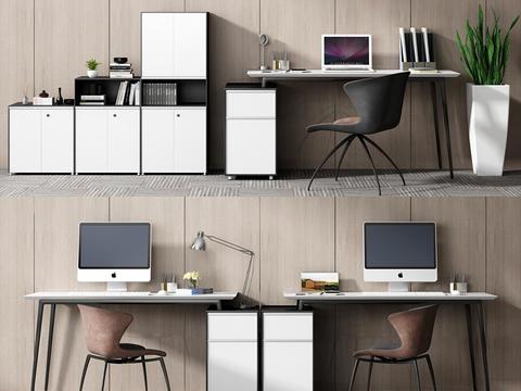 Modern office desk and chair ornaments combination