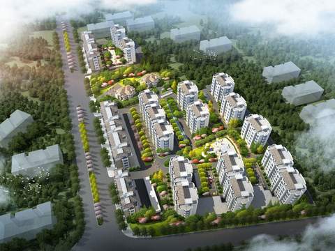 modern residential building exterior bird's eye view psd