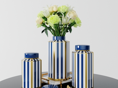 Modern striped ceramic vase ornaments