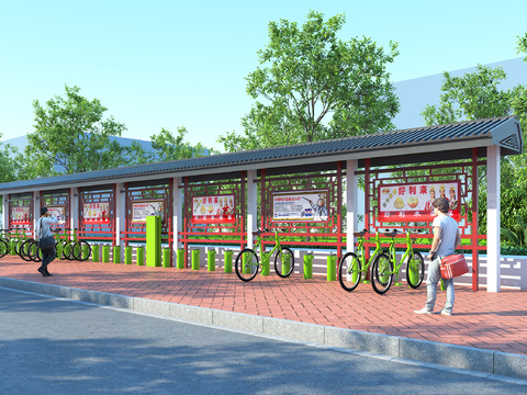 Modern shared bicycle publicity parking shed