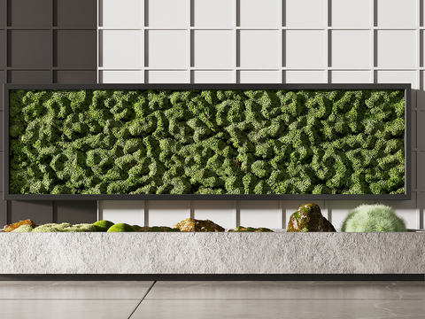 Modern green plant wall landscape pool