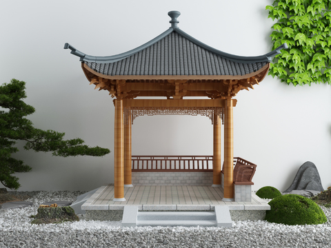 New Chinese Ancient Pavilion Gardening Sits