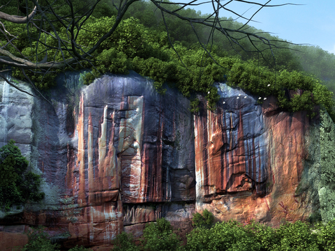 Modern Stone Mountain Cliff Landscape