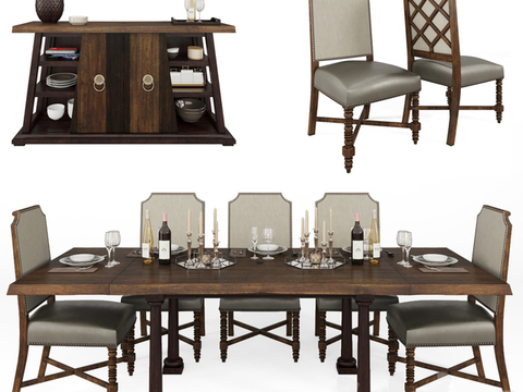 European-style retro creative dining table and chair for free