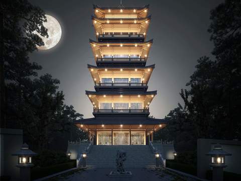 Chinese-style ancient tower tower