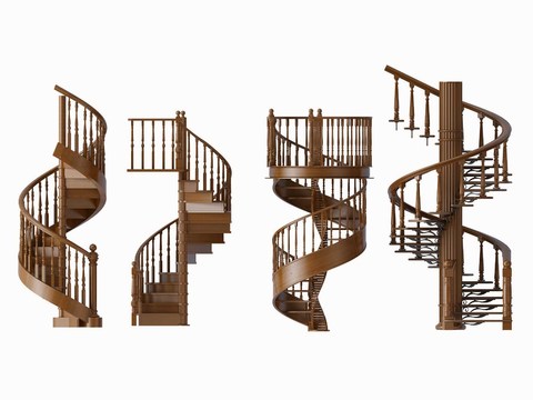 European-style wooden spiral staircase