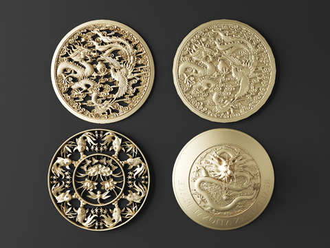 Neo-Chinese Style Dragon and Phoenix Carved Flower