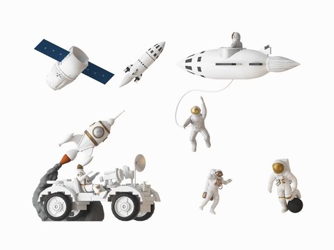 modern spaceship rocket satellite astronaut toy