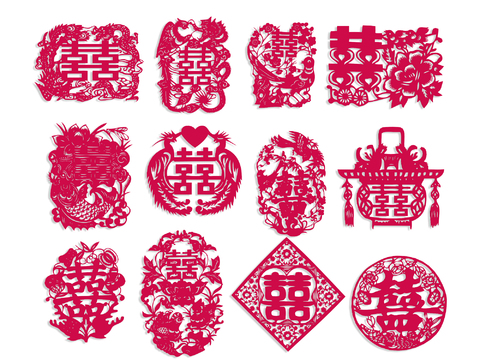 New Chinese-style Happy Window Paper-cut Silhouette