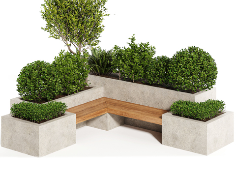 Modern outdoor flower bed seat